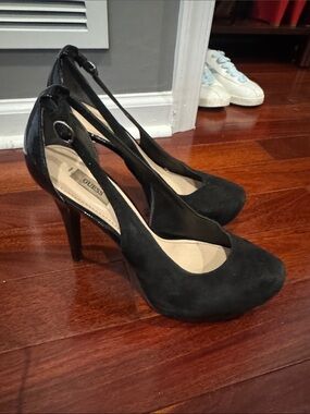 Guess Black Suede Slingback Stiletto Heels